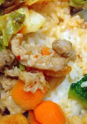 ゴーヤ豚キムチ丼-レシピのメイン写真