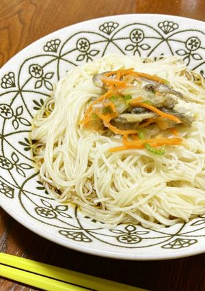 ぶっかけ素麺~小鯵の南蛮漬けのせ-レシピのメイン写真