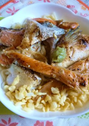 醤油うどん風冷やしうどん45銀鮭の焼き鮭-レシピのメイン写真