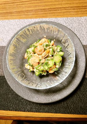 ヨウサマの減塩オクラとエビのゴマ味噌和え-レシピのメイン写真