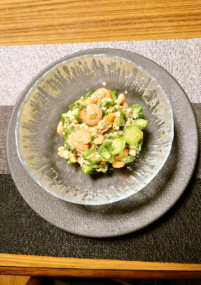 ヨウサマの減塩オクラとエビのゴマ味噌和え-レシピのメイン写真