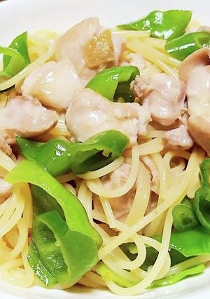 鶏と万願寺唐辛子の柚子胡椒スパゲッティ-レシピのメイン写真