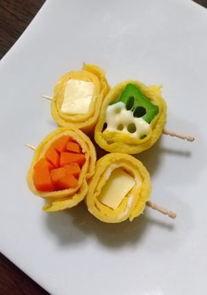 チーズと野菜の薄焼き卵巻き-レシピのメイン写真