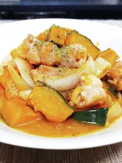 超簡単!カボチャと鶏もも肉の甘酢炒め!!-レシピのメイン写真