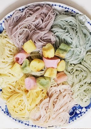 にじ素麺にじ麩-レシピのメイン写真