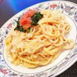 ほうれん草と明太子のクリームパスタ