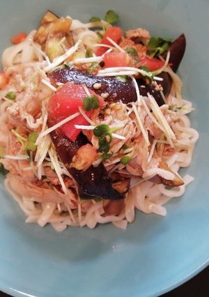 夏野菜の彩りヘルシーうどん-レシピのメイン写真