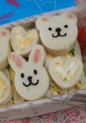 くまとうさぎのサンドイッチ(キャラ弁)-レシピのメイン写真