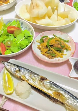 秋の夕飯メニュー・秋刀魚でお魚メイン献立-レシピのメイン写真