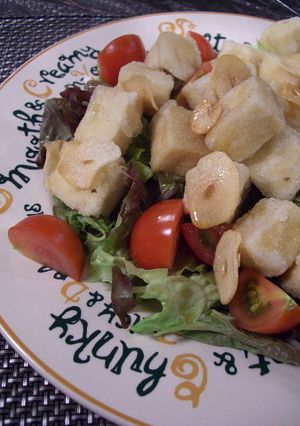 揚げ高野豆腐のにんにく醤油ソース♪-レシピのメイン写真