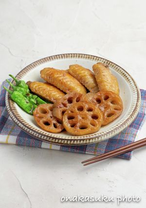 味付け一発！れんこんと鶏手羽の甘辛煮-レシピのメイン写真