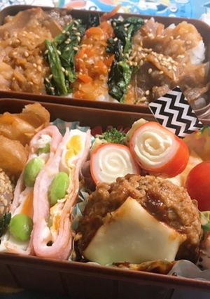 時短　お弁当盛り付け記録16 ビビンバ-レシピのメイン写真