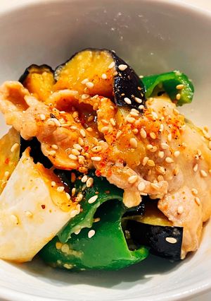 丸茄子と豚肉の揚げ味噌炒め(お弁当にも)-レシピのメイン写真