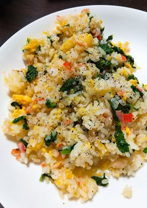 小松菜とカニカマ炒飯♪-レシピのメイン写真