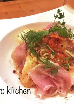 夏だ！桃と生ハムの冷製パスタ✨2021-レシピのメイン写真