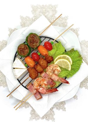 残り物で串焼き！輪切りでピーマンの肉詰め-レシピのメイン写真