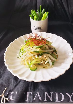 レンジ茹で4分～キュウリ入りもやしナムル-レシピのメイン写真