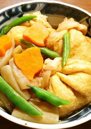 ずいきと結び白滝入り巾着の煮物　発酵玉葱-レシピのメイン写真