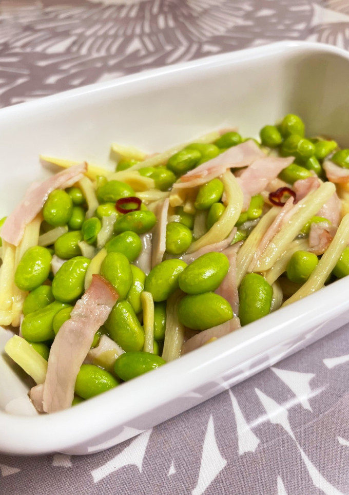 枝豆とハムとたけのこの塩炒め-レシピのメイン写真