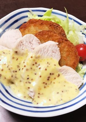 蒸し鶏のハニーマスタードソースがけ-レシピのメイン写真