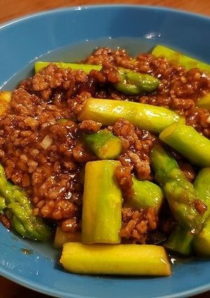 アスパラとひき肉の中華炒め-レシピのメイン写真