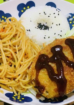 昔ながらのコロッケ&ナポリタン定食-レシピのメイン写真
