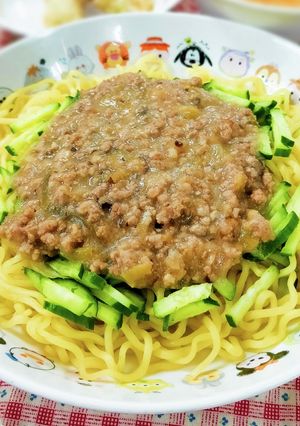 蒸し中華麺でお手軽ジャージャー麺！給食-レシピのメイン写真