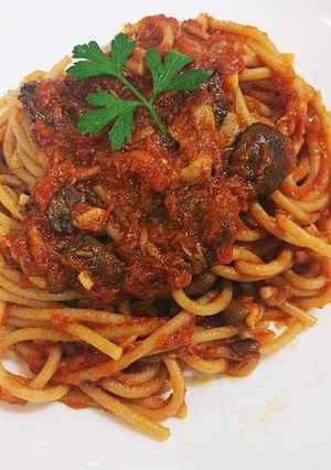 ツナとキノコの濃厚トマトソース-レシピのメイン写真