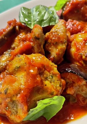 鶏肉となすのバジルトマト煮-レシピのメイン写真
