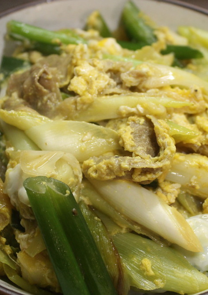 冷凍の牛丼にネギと卵を加えたん-レシピのメイン写真