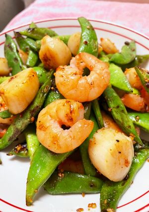 さやいんげん豆とエビホタ炒め-レシピのメイン写真