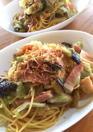 簡単！キャベツとナスの和風パスタ-レシピのメイン写真