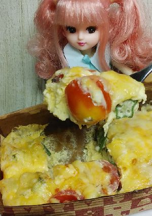 リカちゃん♡トマトオクラキッシュꔛ*-レシピのメイン写真