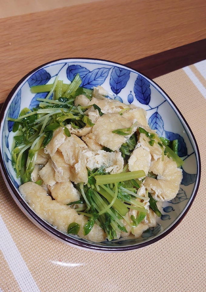 簡単☆小松菜と豆苗、油揚げの煮浸し-レシピのメイン写真