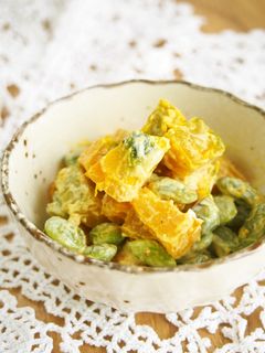 南瓜・枝豆・カレー粉マヨネーズ和え♪-レシピのメイン写真