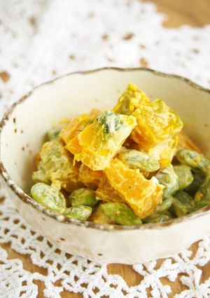 南瓜・枝豆・カレー粉マヨネーズ和え♪-レシピのメイン写真