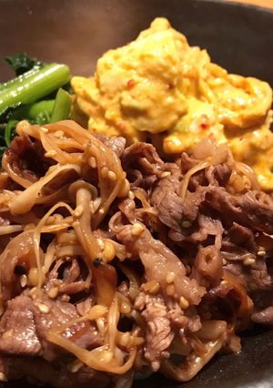 簡単！甘辛焼肉タレで☆牛肉ときのこ炒め-レシピのメイン写真
