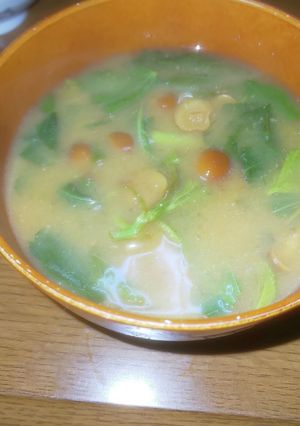 モロヘイヤとなめこの味噌汁-レシピのメイン写真