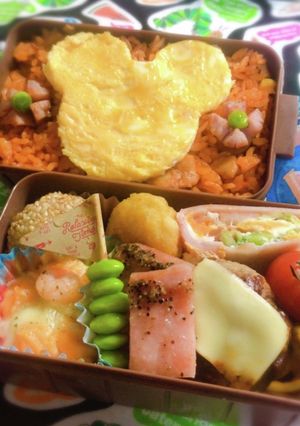 時短お弁当盛り付け記録オムライスミッキー-レシピのメイン写真