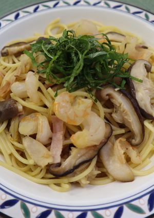 椎茸と海老の和風パスタ-レシピのメイン写真