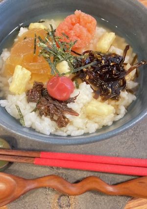 ワンボール！冷やご飯で梅酢お茶漬け☆-レシピのメイン写真