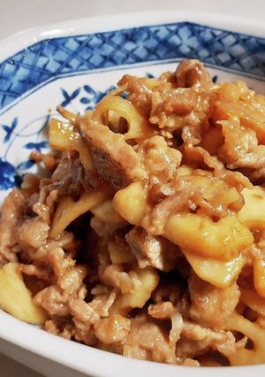 れんこん豚肉のニンニク味噌炒め☆簡単副菜-レシピのメイン写真