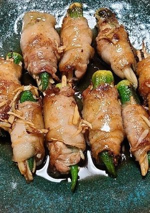 第２弾！オクラと新生姜の肉巻き&生姜たれ-レシピのメイン写真