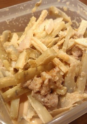 ゴボウと豚肉のたらこ和え-レシピのメイン写真