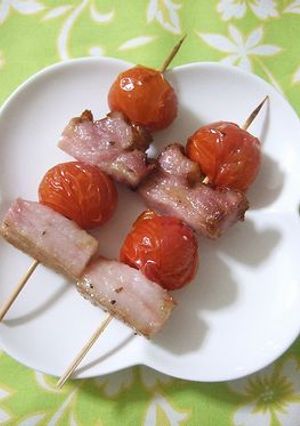 ✿ブロックベーコンとプチトマトの串焼き✿-レシピのメイン写真