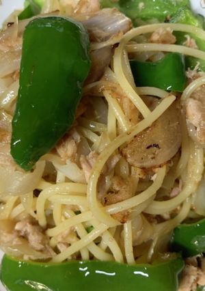 ツナと玉ねぎとピーマンの和風パスタ-レシピのメイン写真