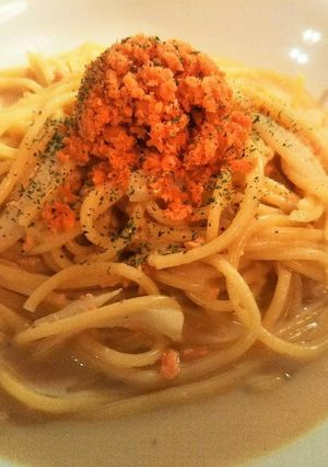 白菜とサーモンの豆乳クリームパスタ-レシピのメイン写真