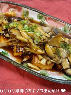 カリカリ厚揚げのキノコあんかけ♪-レシピのメイン写真