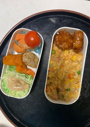 レンジ簡単クリーミービビンバ味炒飯弁当-レシピのメイン写真