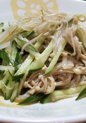 レンチン時短のえのきともやし胡瓜の和え物-レシピのメイン写真